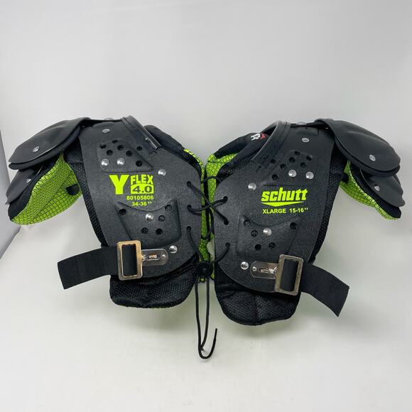 Schutt Black Green Shoulder Pads Y-Flex 4.0 All Purpose Youth XL - Picture 1 of 10
